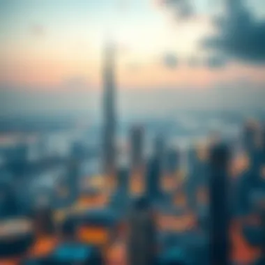 Aerial view of Dubai skyline featuring the iconic Sky Towers