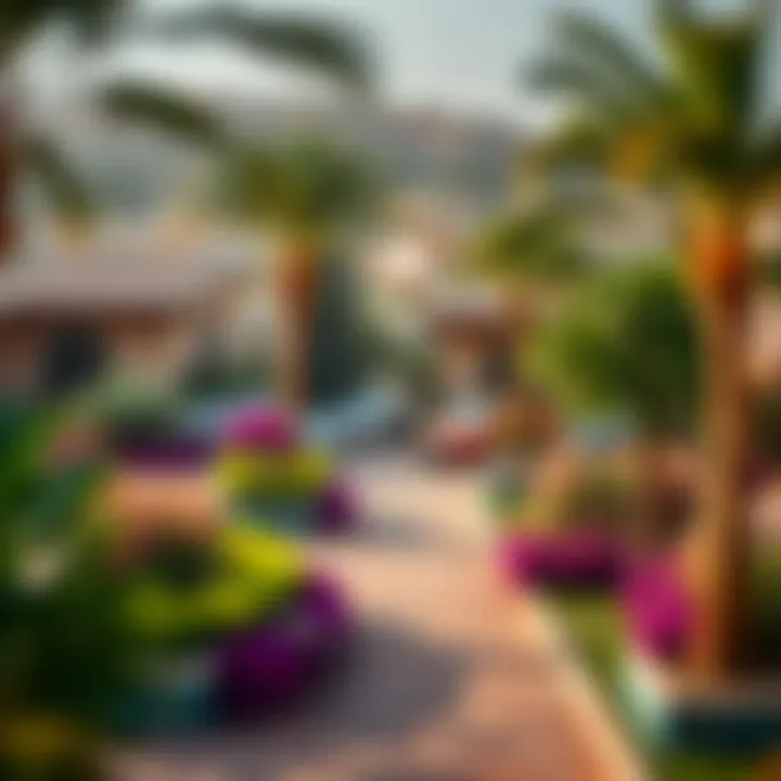 Lush landscaping in Al Farjan neighborhood