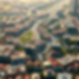 Aerial view of Al Garhoud showcasing its urban landscape and green spaces