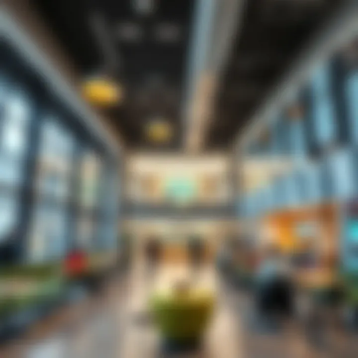 Interior space of the community center with vibrant social areas