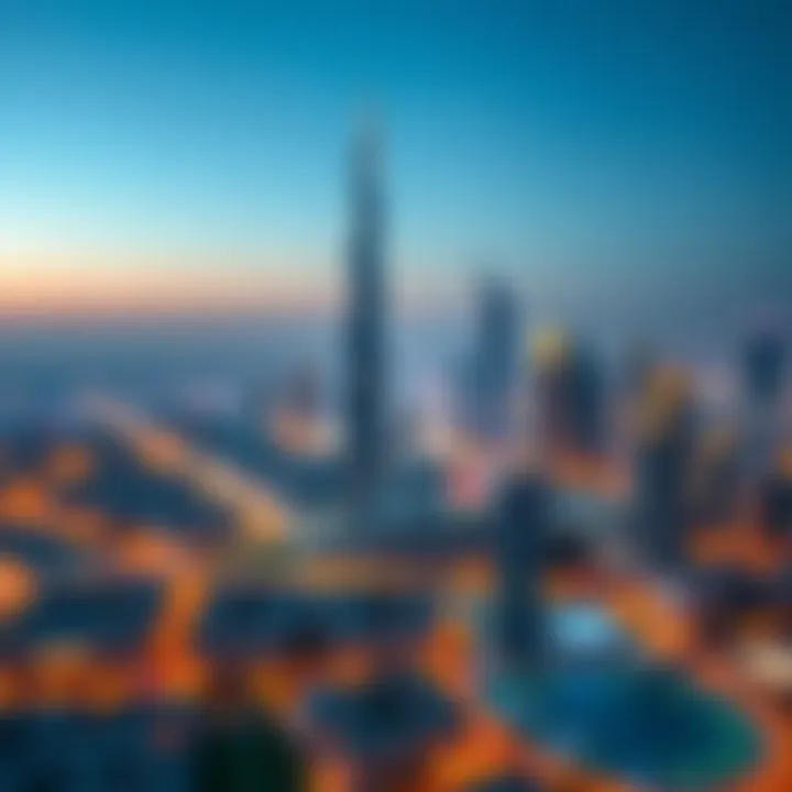 Dubai Skyline Featuring Al Majara Towers Panoramic view of Dubai skyline including Al Majara Towers