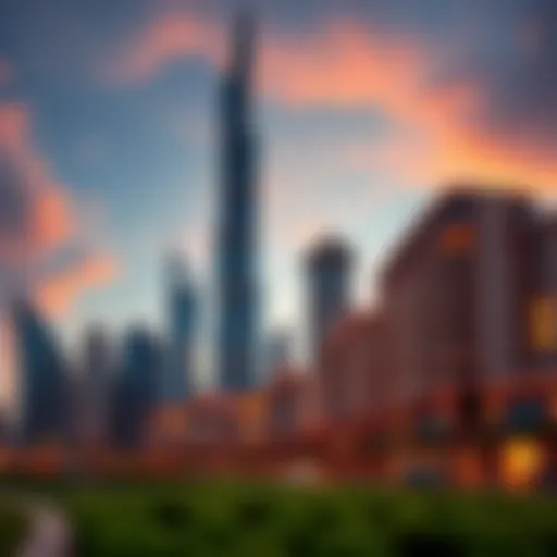 Al Majara Towers at Dusk Stunning view of Al Majara Towers at dusk showcasing its architectural elegance