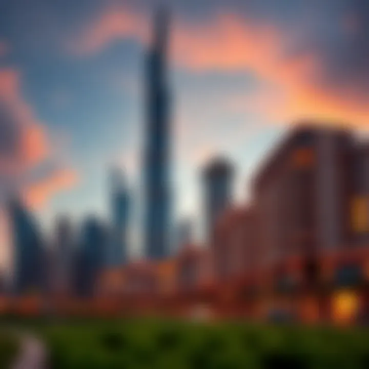 Al Majara Towers at Dusk Stunning view of Al Majara Towers at dusk showcasing its architectural elegance