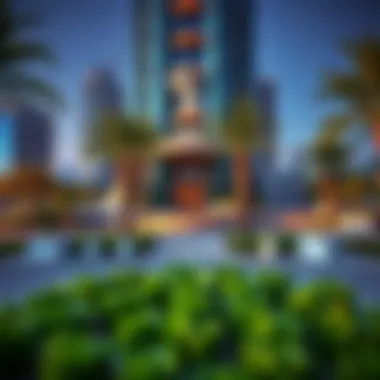 Eco-Friendly Landscaping Around Al Safa Tower Sustainable landscaping surrounding Al Safa Tower promoting eco-friendliness