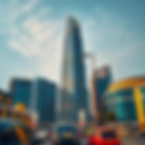 Stunning view of Al Sima Tower showcasing its unique architectural design