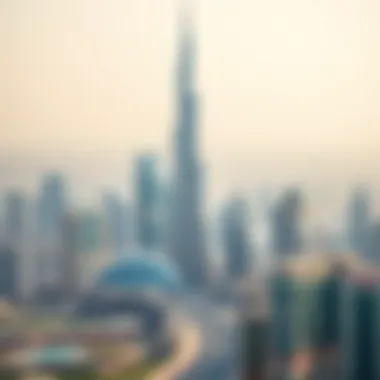 Dubai Skyline Featuring Al Sima Tower Panoramic skyline of Dubai with Al Sima Tower prominently featured