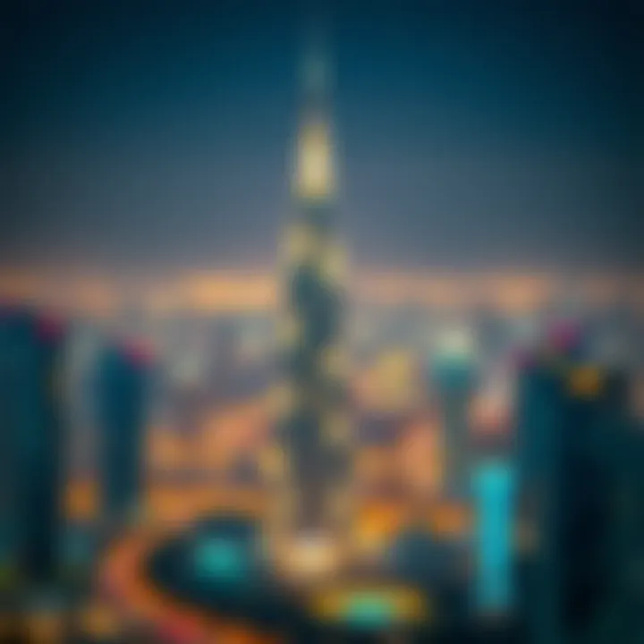 Al Sima Tower Illuminated at Night Al Sima Tower at night illuminated, symbolizing Dubai's vibrant culture