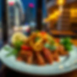 A beautifully plated traditional Arabian dish showcasing vibrant colors and rich textures.