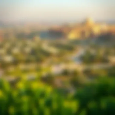 A scenic view of Arabian Ranches community landscaping