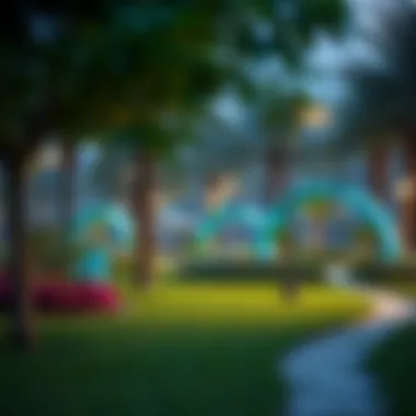 Vibrant park in Arjan with lush greenery and walking paths