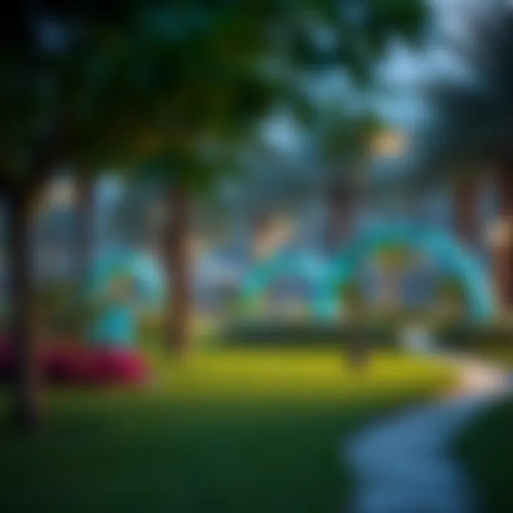 Vibrant park in Arjan with lush greenery and walking paths