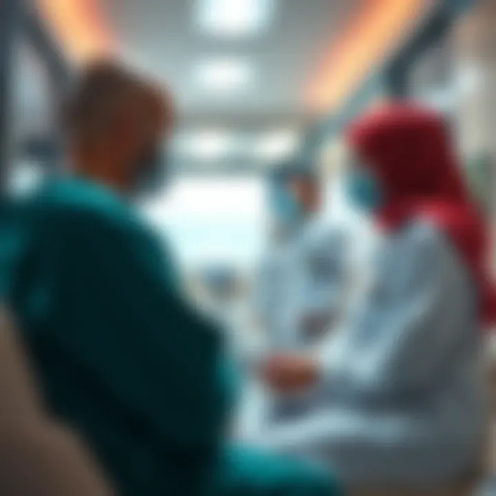 Medical staff consulting with a patient in a clinical setting