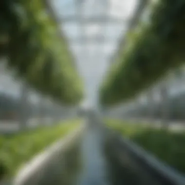 Close-up of innovative hydroponic systems utilized in the farm