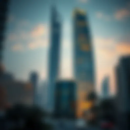 Stunning architectural view of Bahwan Tower showcasing its modern design
