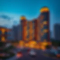 Stunning exterior view of Binghatti Horizon at dusk