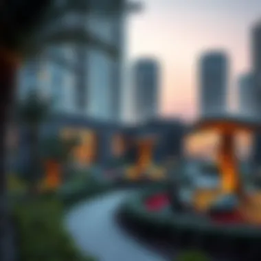 Landscaped Gardens of Binghatti Horizon Landscaped gardens around Binghatti Horizon enhancing community feel