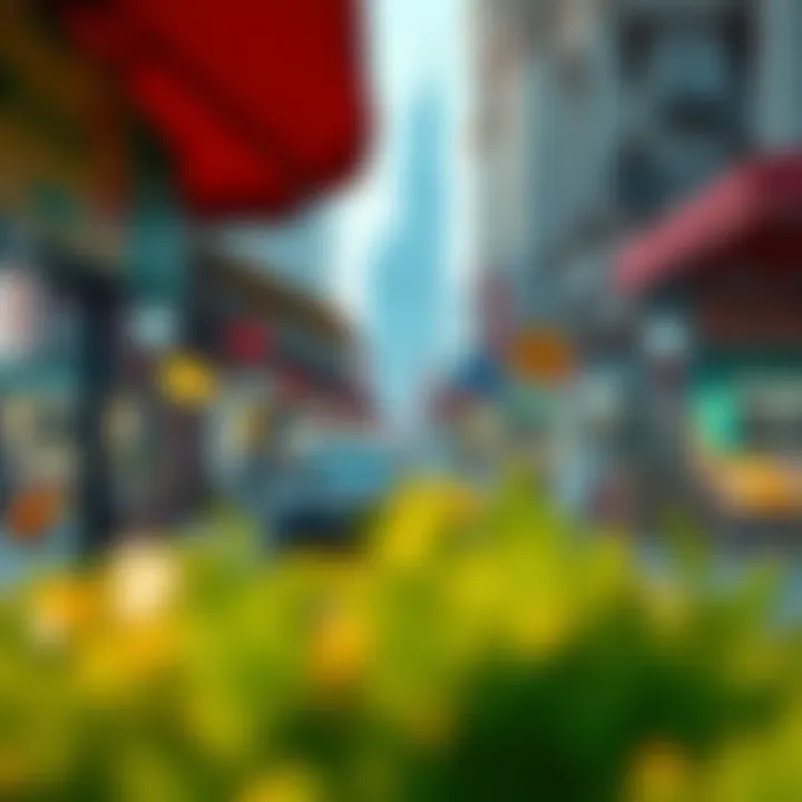 Local market scene depicting thriving small businesses in International City