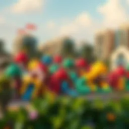 Play area filled with colorful structures at Cheeky Monkeys