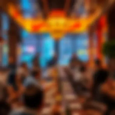 Lively Dining Scene in Damac Hills 2 A vibrant restaurant atmosphere filled with patrons enjoying their meals