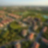 Aerial view showcasing the lush greenery and residential areas of Damac Hills 2