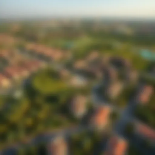 Aerial View of Damac Hills 2 Aerial view showcasing the lush greenery and residential areas of Damac Hills 2