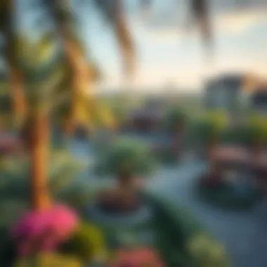 Lush green spaces surrounding the Damac Hills 2 Community Center