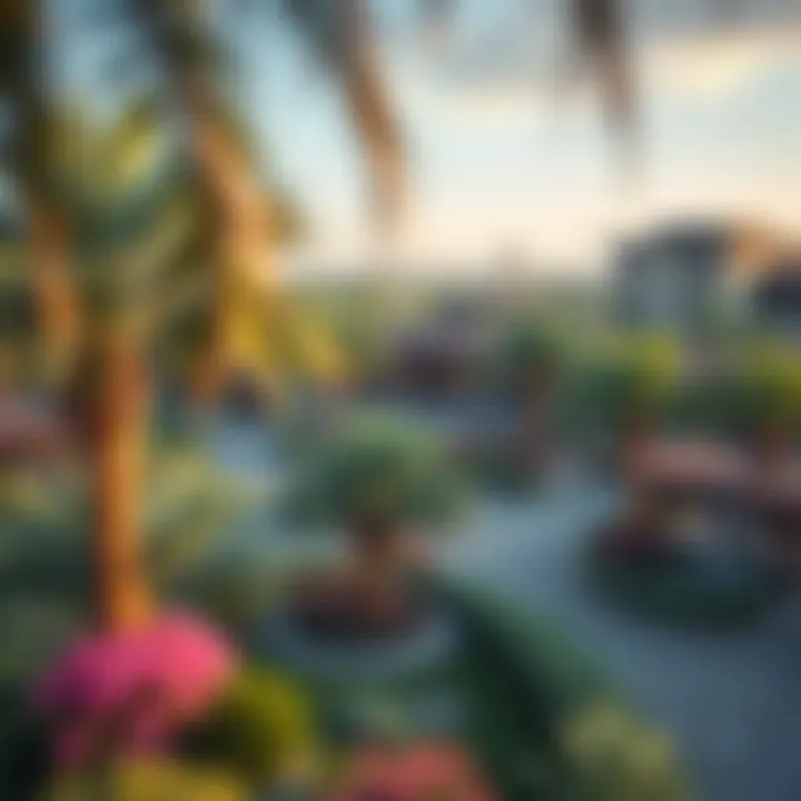 Lush green spaces surrounding the Damac Hills 2 Community Center