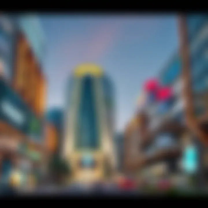 Architectural Marvel of Damac Mall Street A stunning architectural view of Damac Mall Street showcasing modern design elements