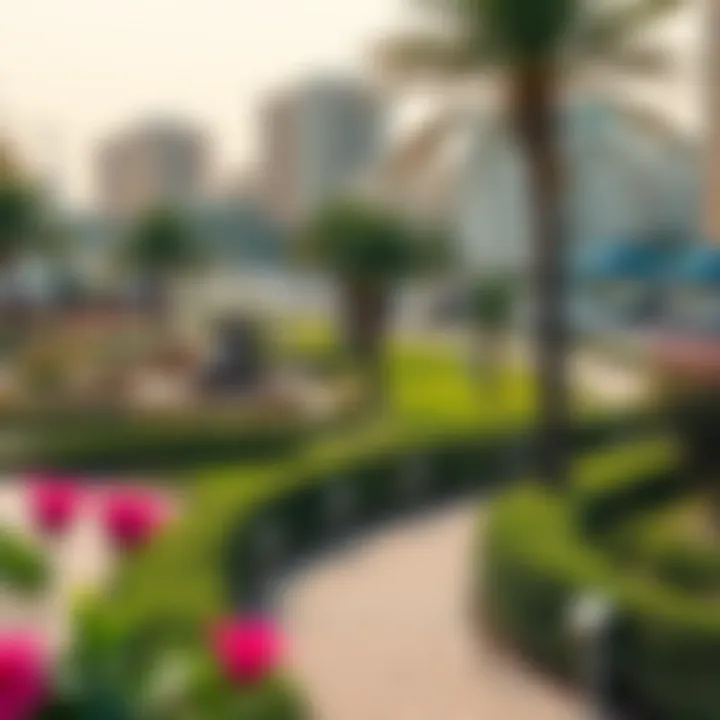 Nature's Touch in Urban Living Beautifully landscaped parks in Satwa with greenery