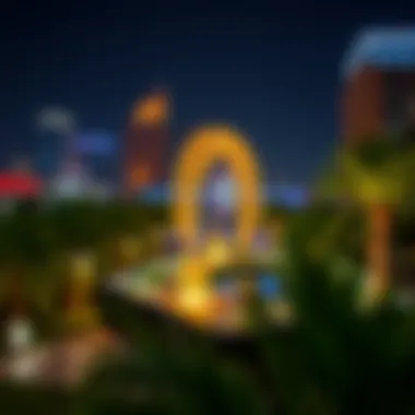 Nighttime illumination highlighting the beauty of the design district park