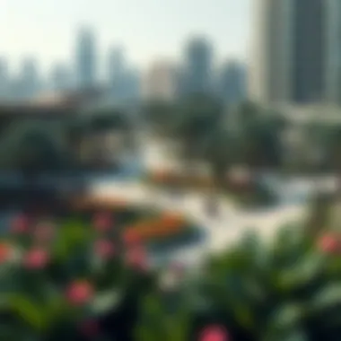 A vibrant community park in DMCC JLT filled with greenery and recreational areas