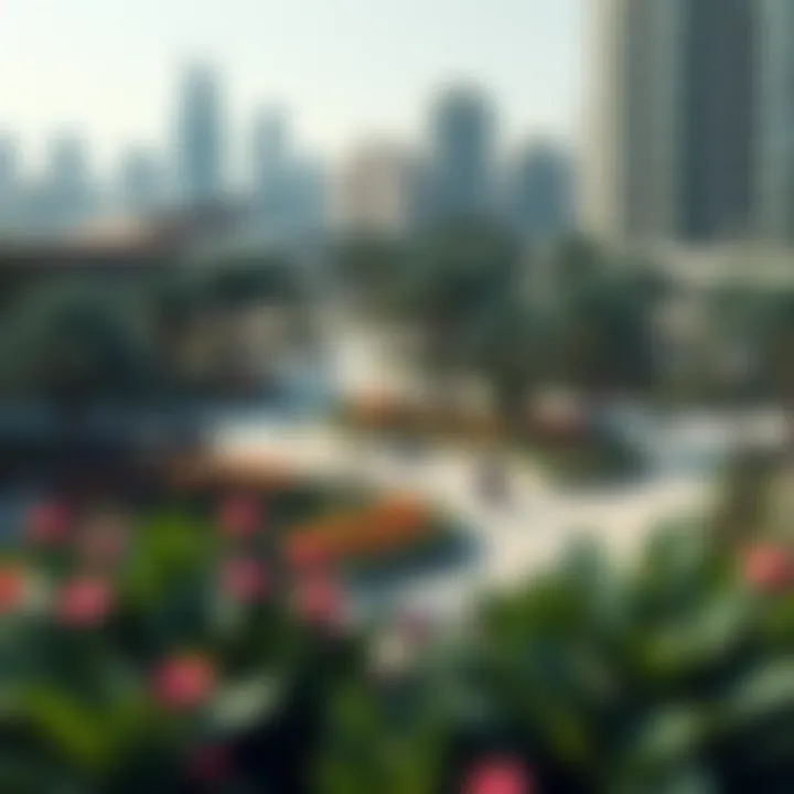 A vibrant community park in DMCC JLT filled with greenery and recreational areas