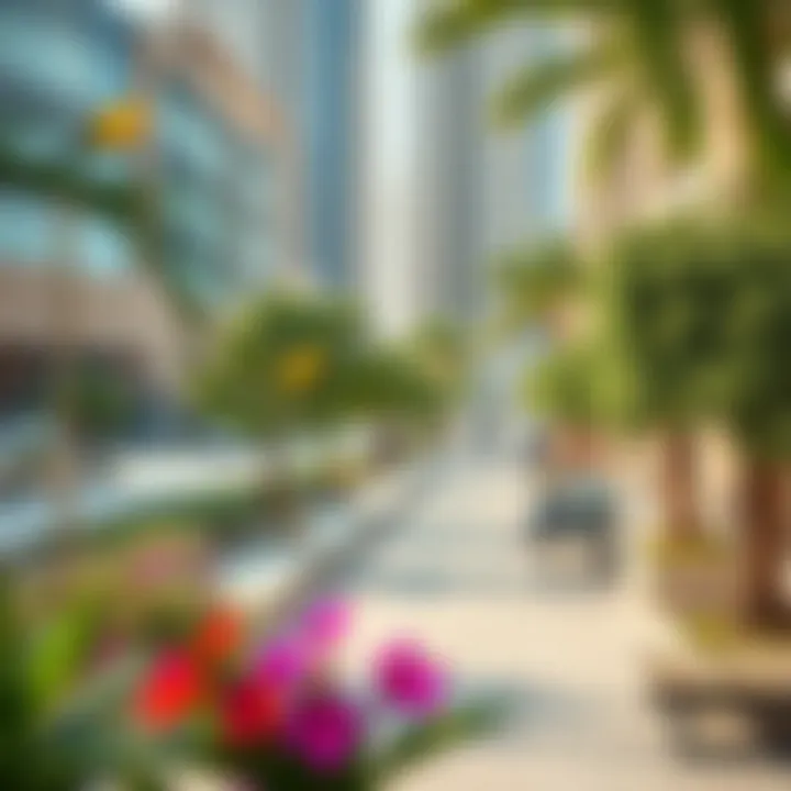 Vibrant community spaces within DMCC JLT filled with greenery and relaxation areas