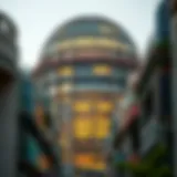 Exterior view of the Dome Tower showcasing its modern architectural design