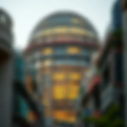 Exterior view of the Dome Tower showcasing its modern architectural design