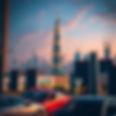 Majestic view of Duja Tower against the Dubai skyline