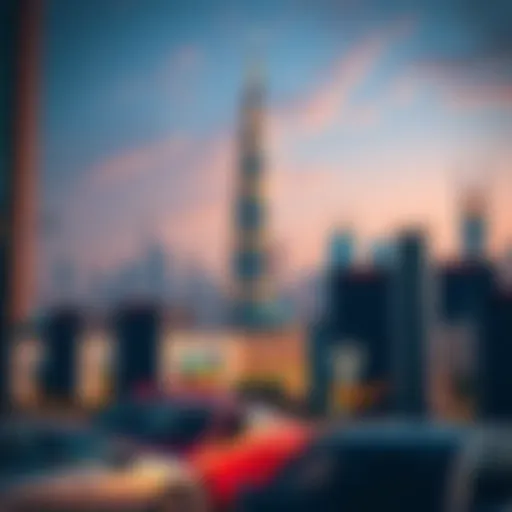 Majestic view of Duja Tower against the Dubai skyline