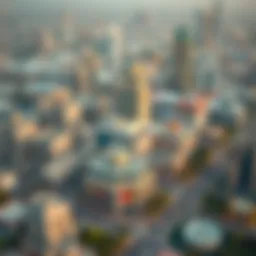 Aerial view of Business Bay showcasing nearby educational institutions