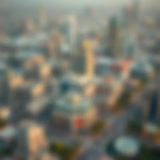 Aerial view of Business Bay showcasing nearby educational institutions