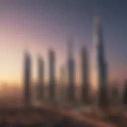Stunning skyline view of elite residential towers in Dubai