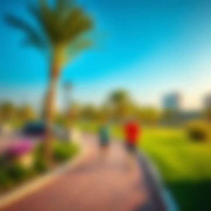 Jogging Trails in Al Barsha Second Park Joggers enjoying the scenic trails in Al Barsha Second Park