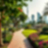 Lush Greenery and Walking Paths in Al Barsha Second Park Scenic view of Al Barsha Second Park showcasing lush greenery and walking paths