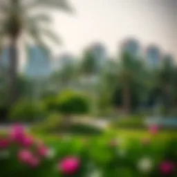 Lush green park in Al Lusaili