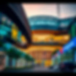 Architectural detail of Al Mulla Plaza showcasing modern design