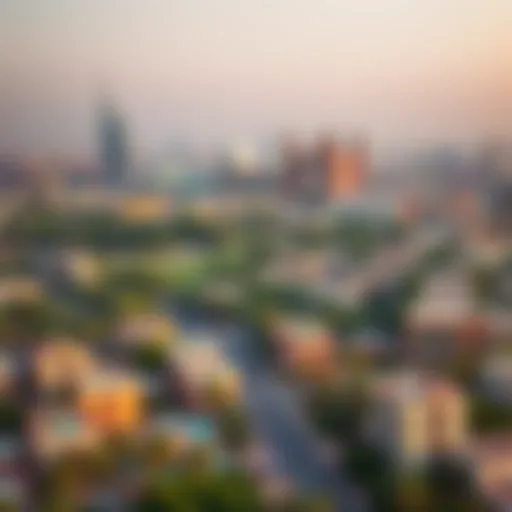 A panoramic view of Al Nasr showcasing its vibrant skyline and greenery.