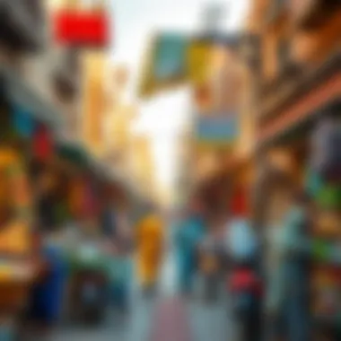 Vibrant local market scene depicting community life