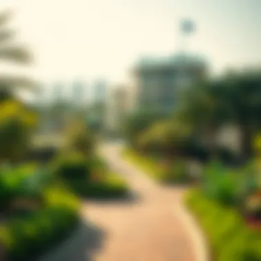 Lush landscaping in Al Quasais highlighting community parks