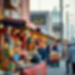 A bustling scene at Al Quoz Community Market showcasing vibrant stalls and diverse products