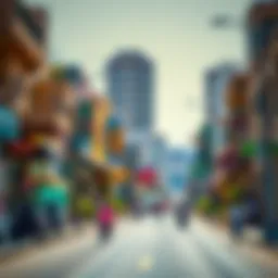 A vibrant street view showcasing Al Qusais architecture