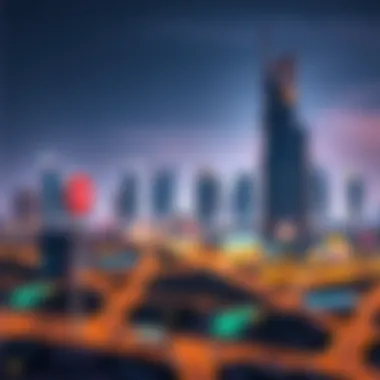 Dubai Skyline Featuring Al Yousuf Building A panoramic view of Dubai's skyline with Al Yousuf Building prominently featured.